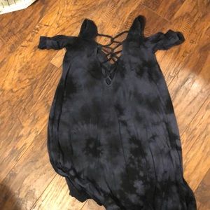 Tie dye cold shoulder dress